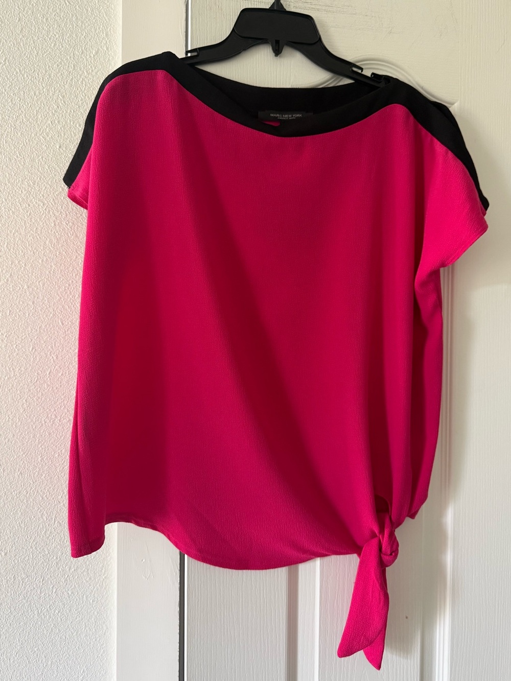 Marc New York Andrew Marc XL Pink Black Colorblock Side Tie Blouse NWT